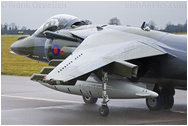 RAF Cottesmore - Group Captain Gary Waterfall OBE Joint Force Harrier Commander and Cottesmore Station Commander taxis out for the last time