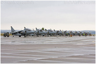 RAF Cottesmore - Harriers lined up on the ramp
